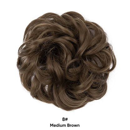 Curly hair buns wigs ball head wigs elastic hair buns flower