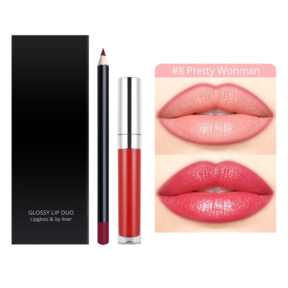 20-Color LIP DUO Set Nude Lip Gloss & Lip Liner Kit High Pigment Moisturizing