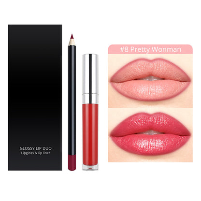 20-Color LIP DUO Set Nude Lip Gloss & Lip Liner Kit High Pigment Moisturizing