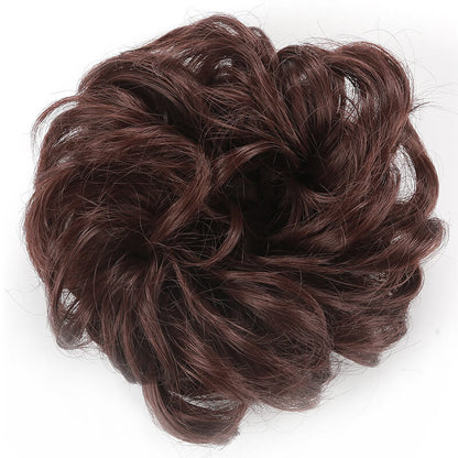 Curly hair buns wigs ball head wigs elastic hair buns flower