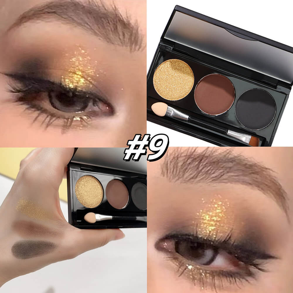 3-Color Matte Eyeshadow Palette Powder Waterproof High Pigment With Brush