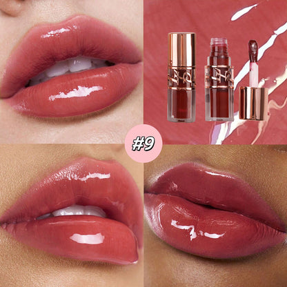 9-Shade Chocolate Lip Glaze Moisturizing Lip Gloss Non-Sticky Lip Oil