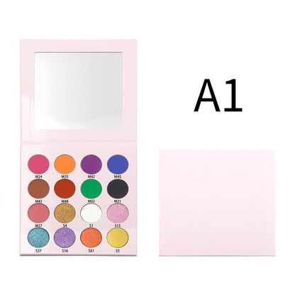 16 Color Pink Eyeshadow Palette High-Pigment Waterproof Matte Glitter 26mm