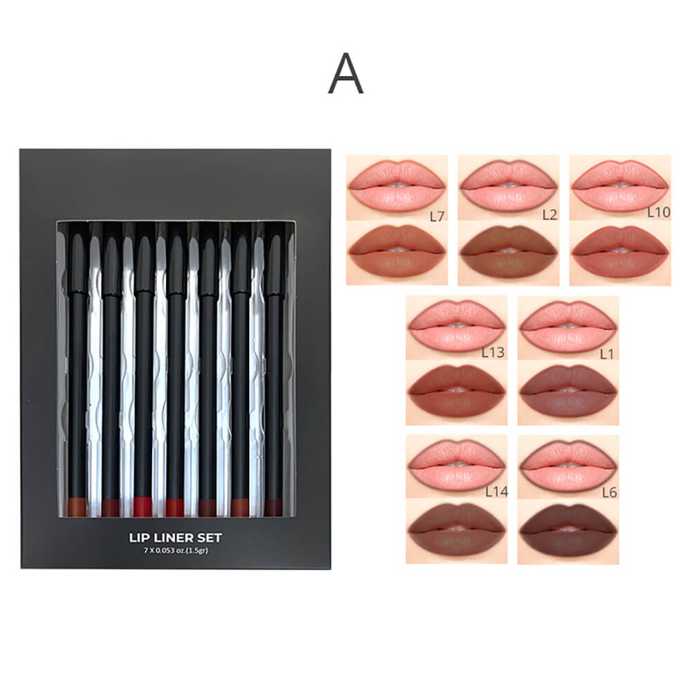 7-Piece Lip Kit Matte Lip Liner & Lipstick Set Waterproof Long Lasting Vegan