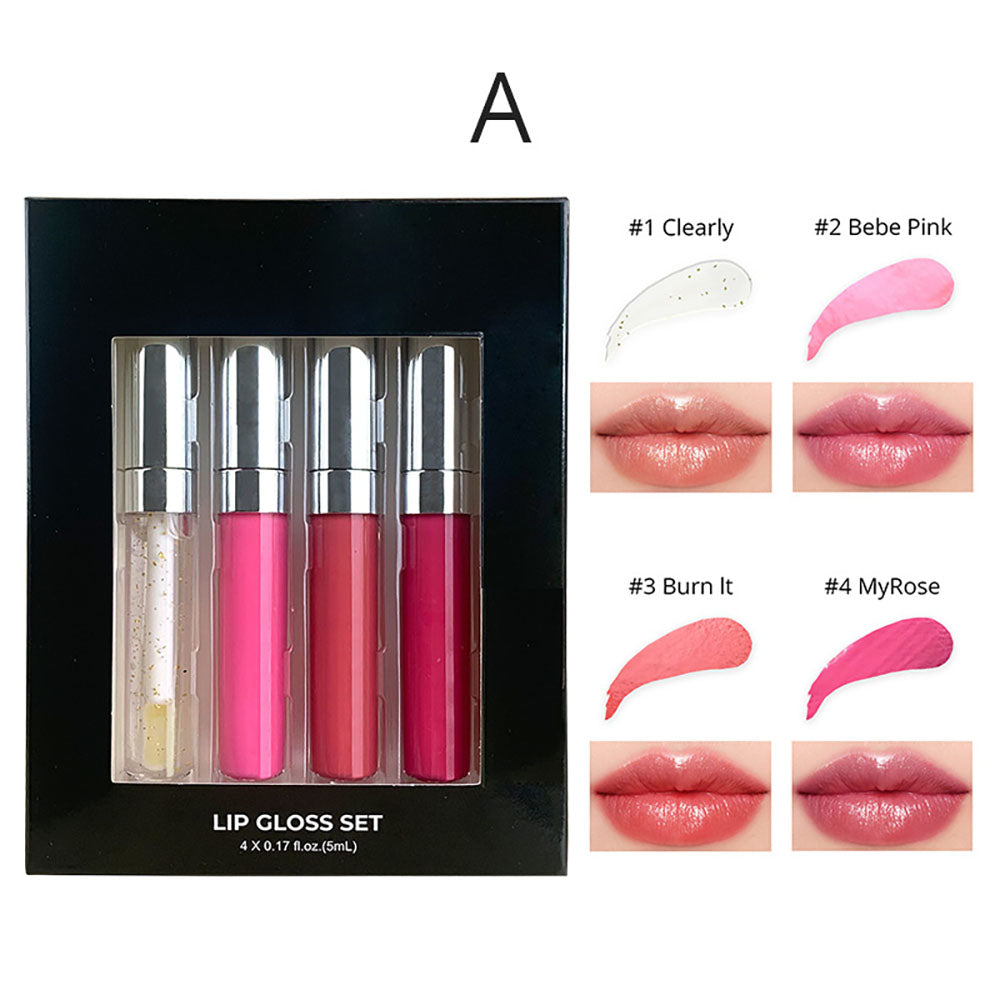 4-Piece Lip Gloss Set Nude High-Shine Moisturizing High Quality Vegan
