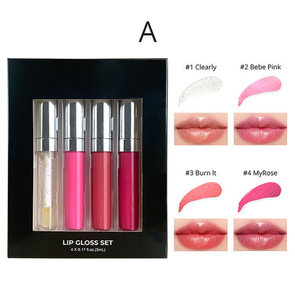 4-Piece Lip Gloss Set Nude High-Shine Moisturizing High Quality Vegan