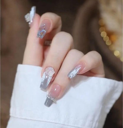 Nail art patch collection fake nails diamond nails tips 24pcs