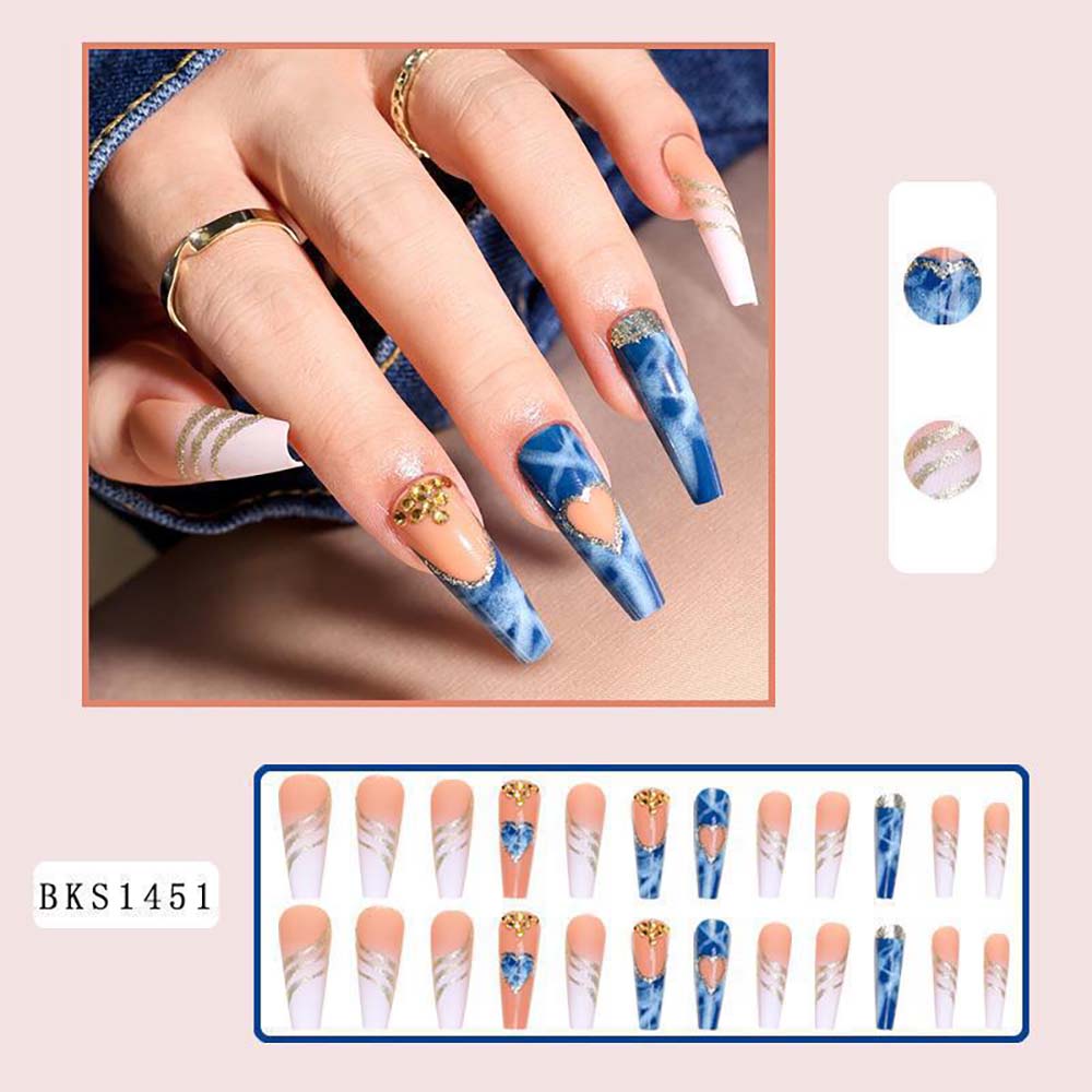 European-style Armor Fake Nails Long Ballet Nail Stickers Reuseable Press On Nails