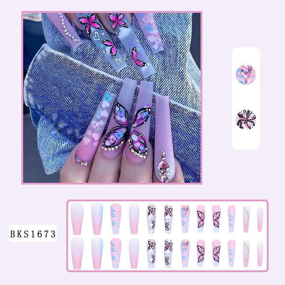 European-style Armor Fake Nails Long Ballet Nail Stickers Reuseable Press On Nails