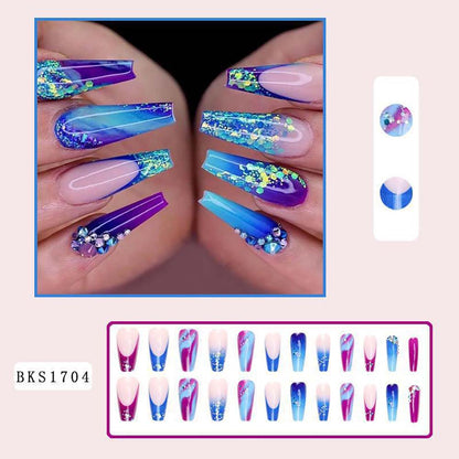 European-style Armor Fake Nails Long Ballet Nail Stickers Reuseable Press On Nails