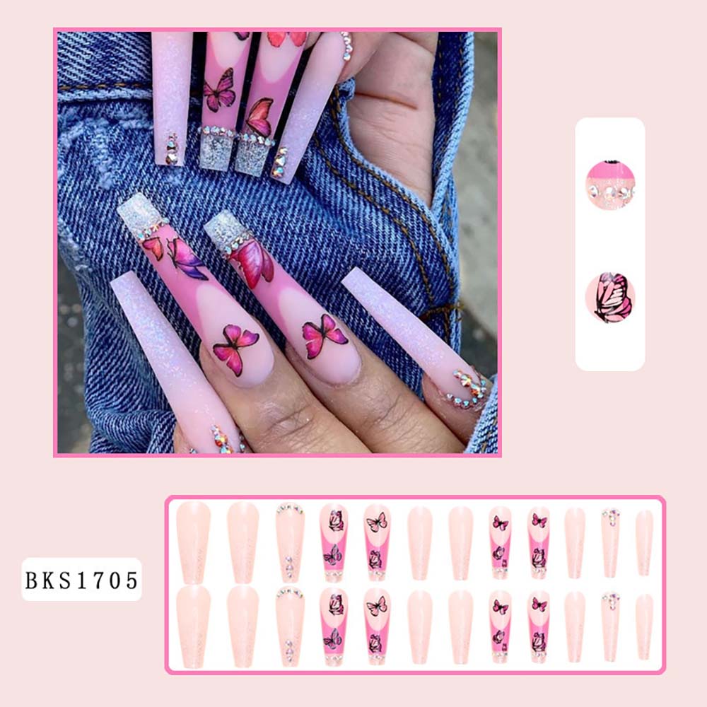 European-style Armor Fake Nails Long Ballet Nail Stickers Reuseable Press On Nails
