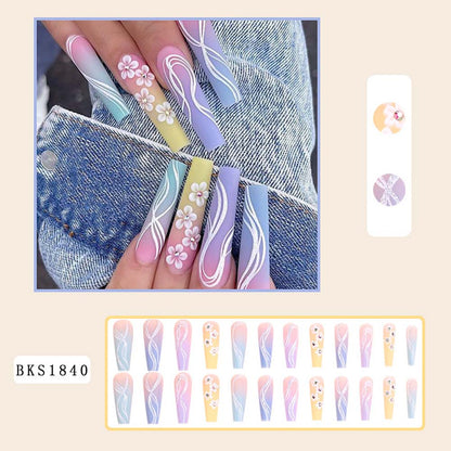 European-style Armor Fake Nails Long Ballet Nail Stickers Reuseable Press On Nails