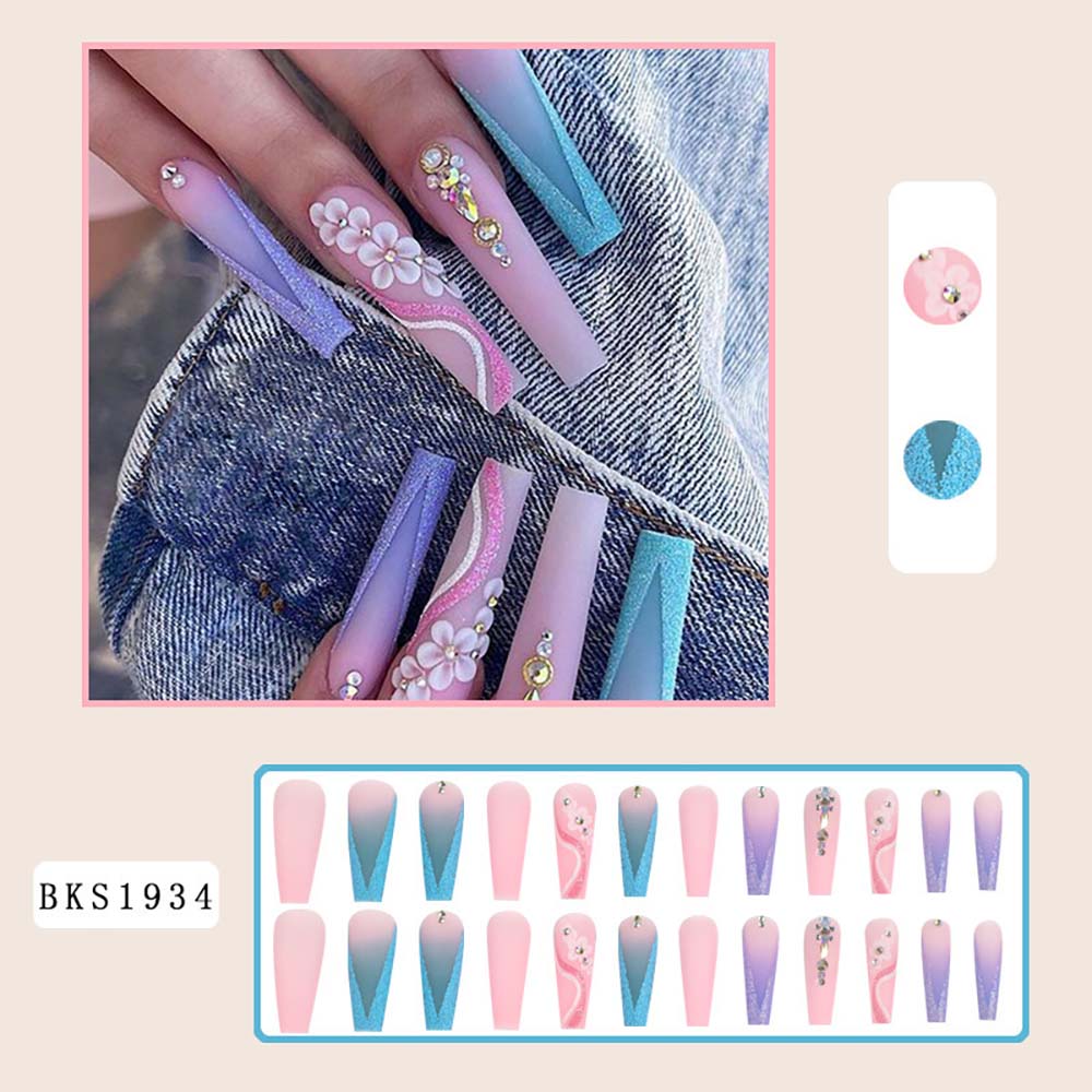 European-style Armor Fake Nails Long Ballet Nail Stickers Reuseable Press On Nails