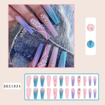 European-style Armor Fake Nails Long Ballet Nail Stickers Reuseable Press On Nails
