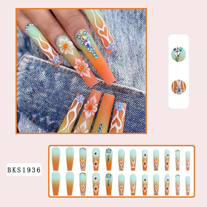 European-style Armor Fake Nails Long Ballet Nail Stickers Reuseable Press On Nails