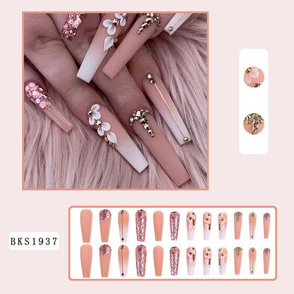 European-style Armor Fake Nails Long Ballet Nail Stickers Reuseable Press On Nails