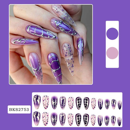 Press On Nails Reuseable Nail Covers Nail Stickers Fake Nail Pieces 24-piece