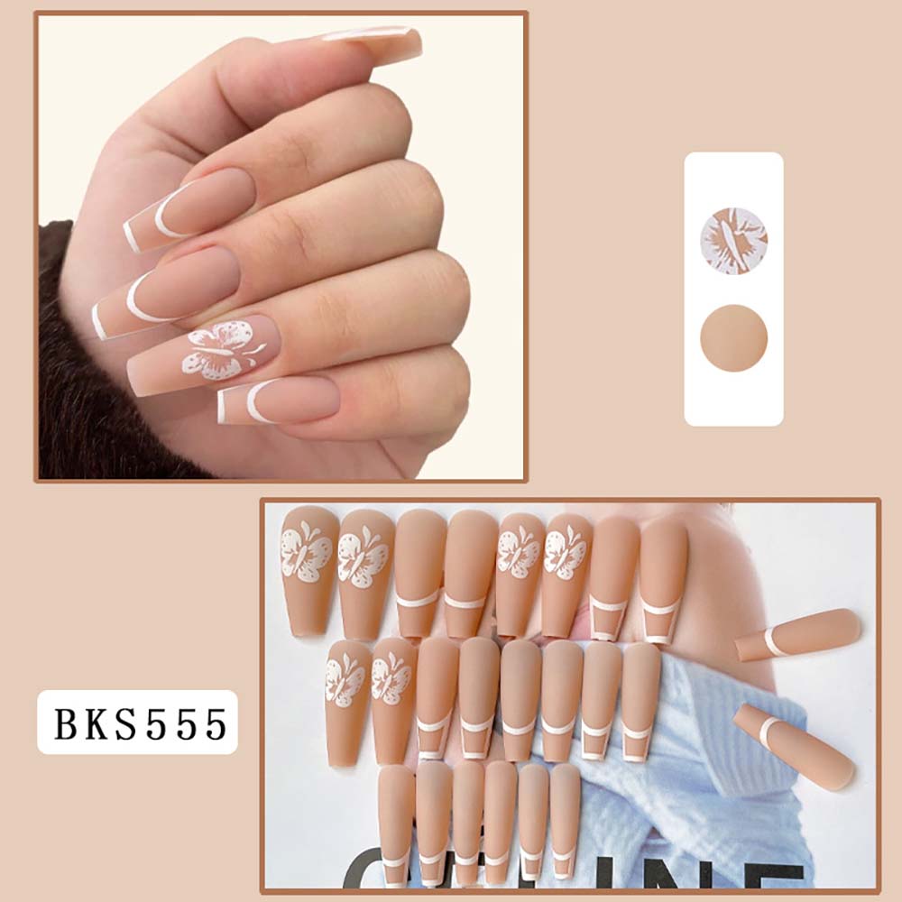 Press On Nails Reuseable Nail Covers Nail Stickers Fake Nail Pieces 24-piece