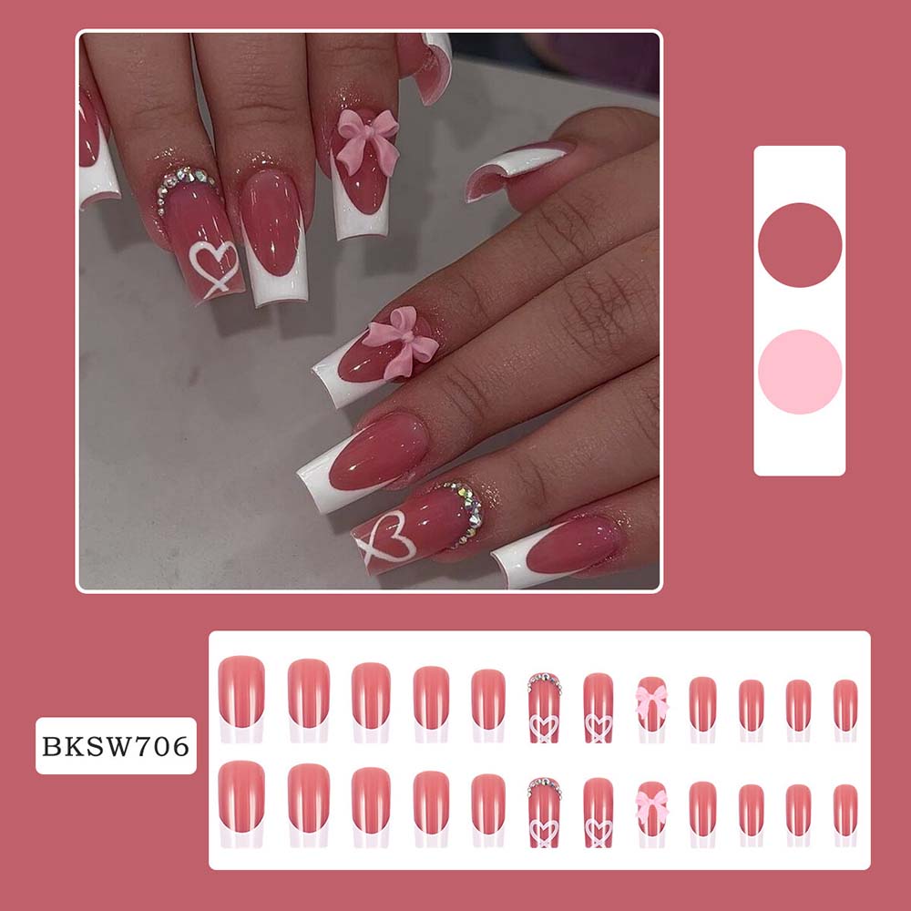 Press On Nails Reuseable Nail Covers Nail Stickers Fake Nail Pieces 24-piece