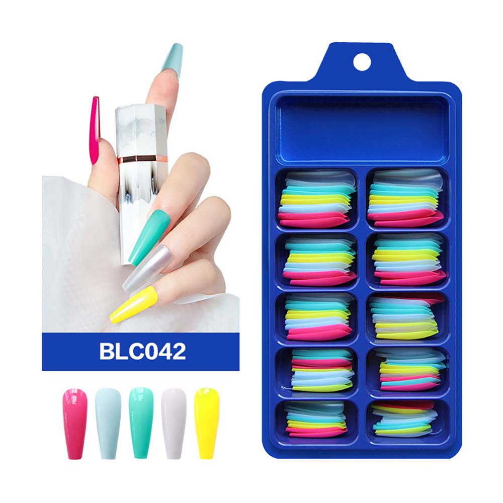 Diy False Nail Press On Nails Long Ballet Pure Salon Tips Mixed-color 100 Pcs