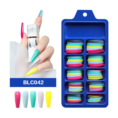 Diy False Nail Press On Nails Long Ballet Pure Salon Tips Mixed-color 100 Pcs