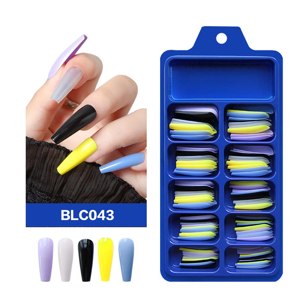 Diy False Nail Press On Nails Long Ballet Pure Salon Tips Mixed-color 100 Pcs