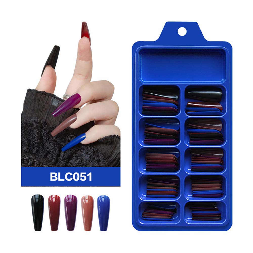 Diy False Nail Press On Nails Long Ballet Pure Salon Tips Mixed-color 100 Pcs
