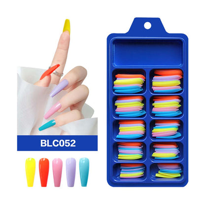 Diy False Nail Press On Nails Long Ballet Pure Salon Tips Mixed-color 100 Pcs