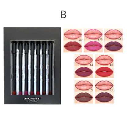 7-Piece Lip Kit Matte Lip Liner & Lipstick Set Waterproof Long Lasting Vegan