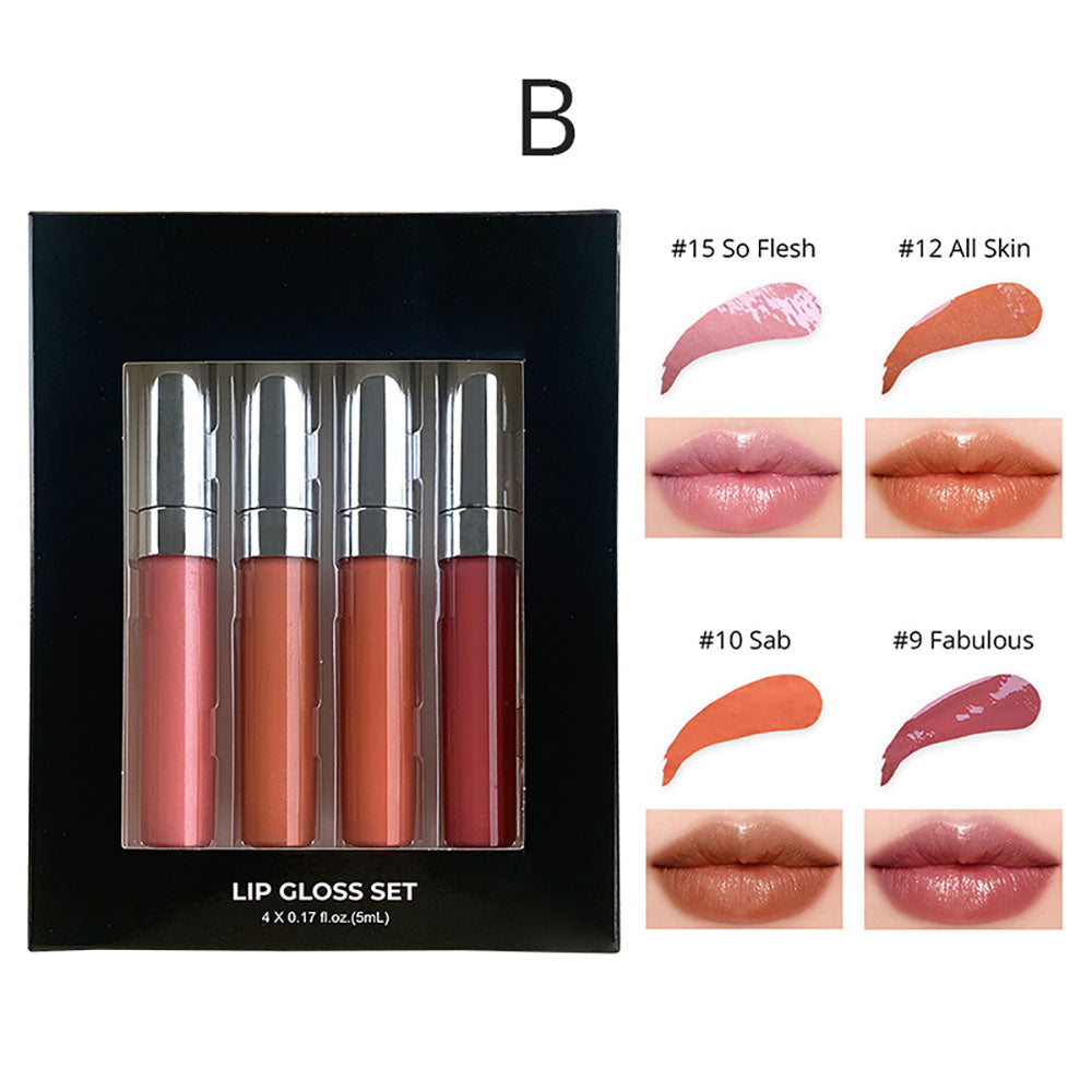 4-Piece Lip Gloss Set Nude High-Shine Moisturizing High Quality Vegan