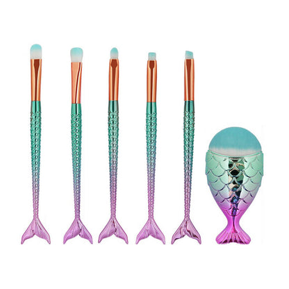 Ensemble de 11 pinceaux de maquillage doux, style sirène, respectueux de la peau.