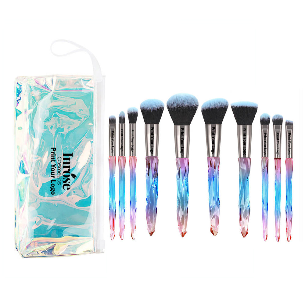 Ensemble de 10 pinceaux à paupières en cristal, poudre et crème