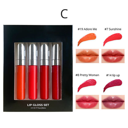 4-Piece Lip Gloss Set Nude High-Shine Moisturizing High Quality Vegan