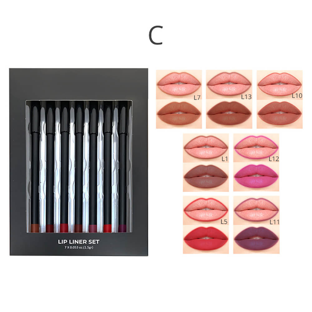 7-Piece Lip Kit Matte Lip Liner & Lipstick Set Waterproof Long Lasting Vegan