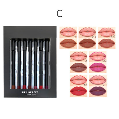 7-Piece Lip Kit Matte Lip Liner & Lipstick Set Waterproof Long Lasting Vegan