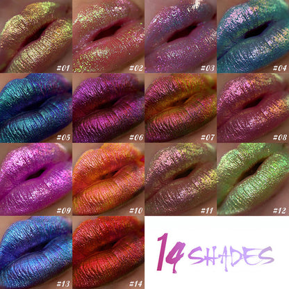 14 Color Chameleon Liquid Lipstick Matte Metallic Lipstick Waterproof Long Lasting