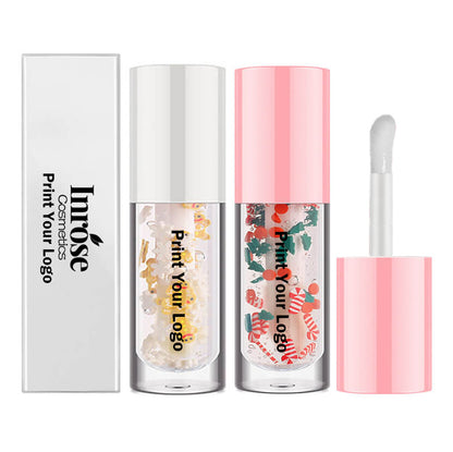 Huile à lèvres de Noël 4 couleurs, gloss transparent vegan sans logo