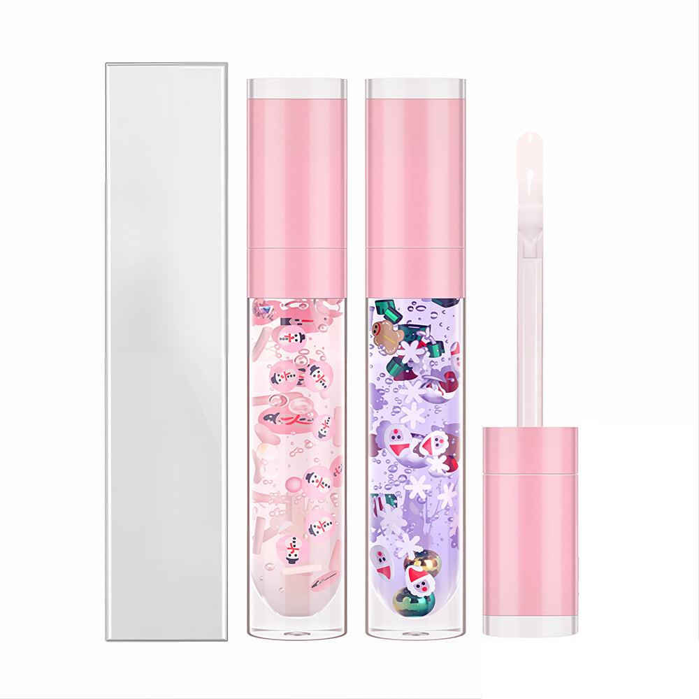 6 Color Christmas Lip Oil Clear Lip Gloss Vegan Print Your Logo