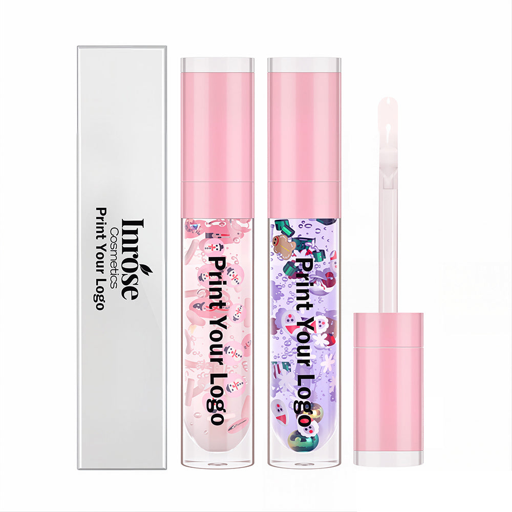 6 Color Christmas Lip Oil Clear Lip Gloss Vegan Print Your Logo