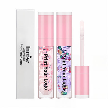 6 Color Christmas Lip Oil Clear Lip Gloss Vegan Print Your Logo
