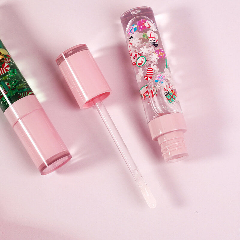 6 color Christmas lip oil clear lip gloss vegan print your logo