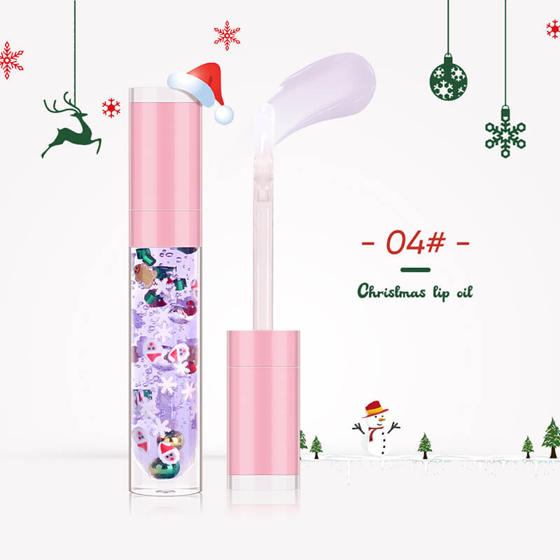 6 color Christmas lip oil clear lip gloss vegan print your logo