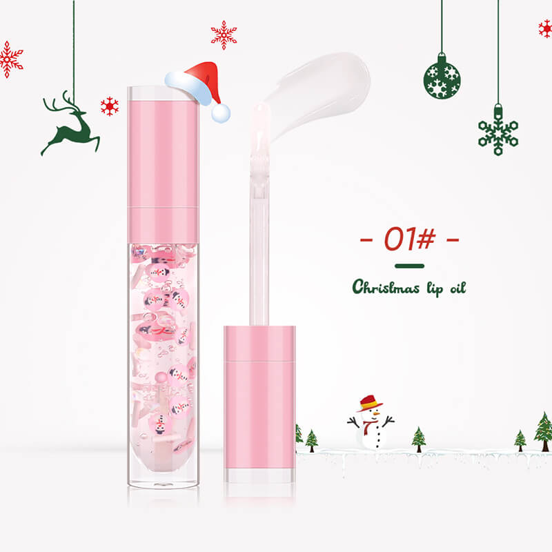 6 color Christmas lip oil clear lip gloss vegan print your logo