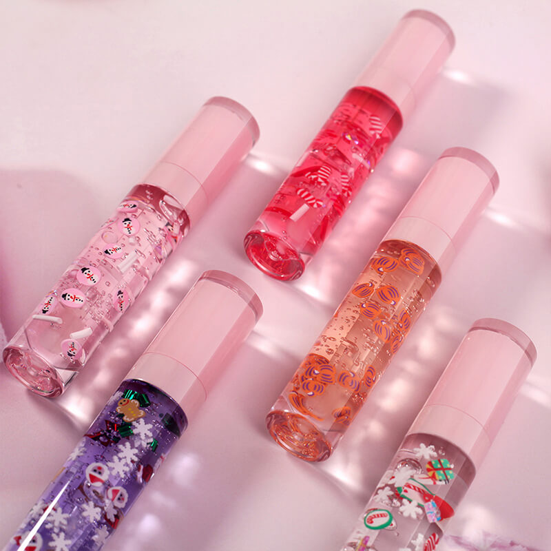 6 color Christmas lip oil clear lip gloss vegan print your logo