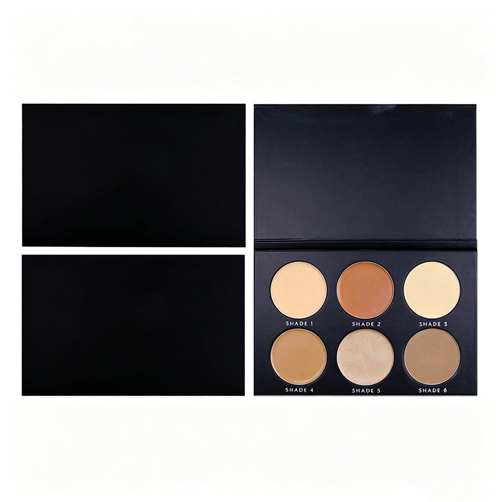 Palette de contouring 6 couleurs, crème poudre, haute pigmentation, teintes foncées