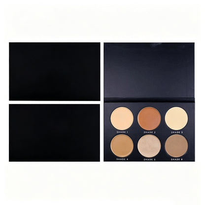 Palette de contouring 6 couleurs, crème poudre, haute pigmentation, teintes foncées