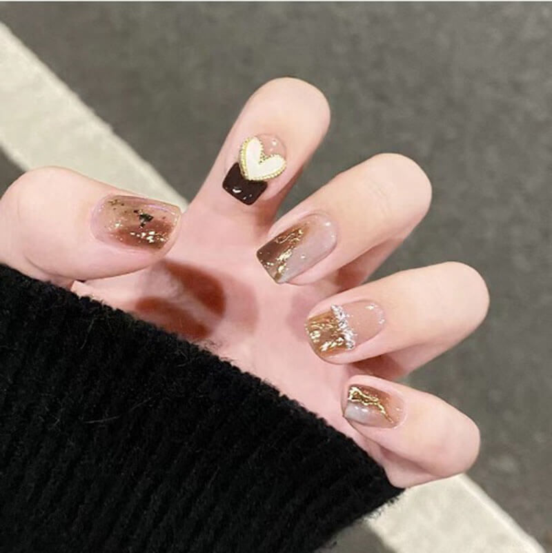 Nail art patch collection fake nails diamond nails tips 24pcs