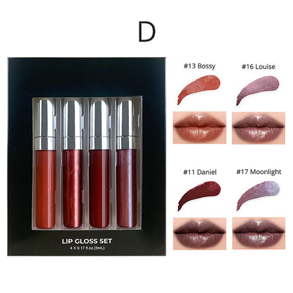 4-Piece Lip Gloss Set Nude High-Shine Moisturizing High Quality Vegan