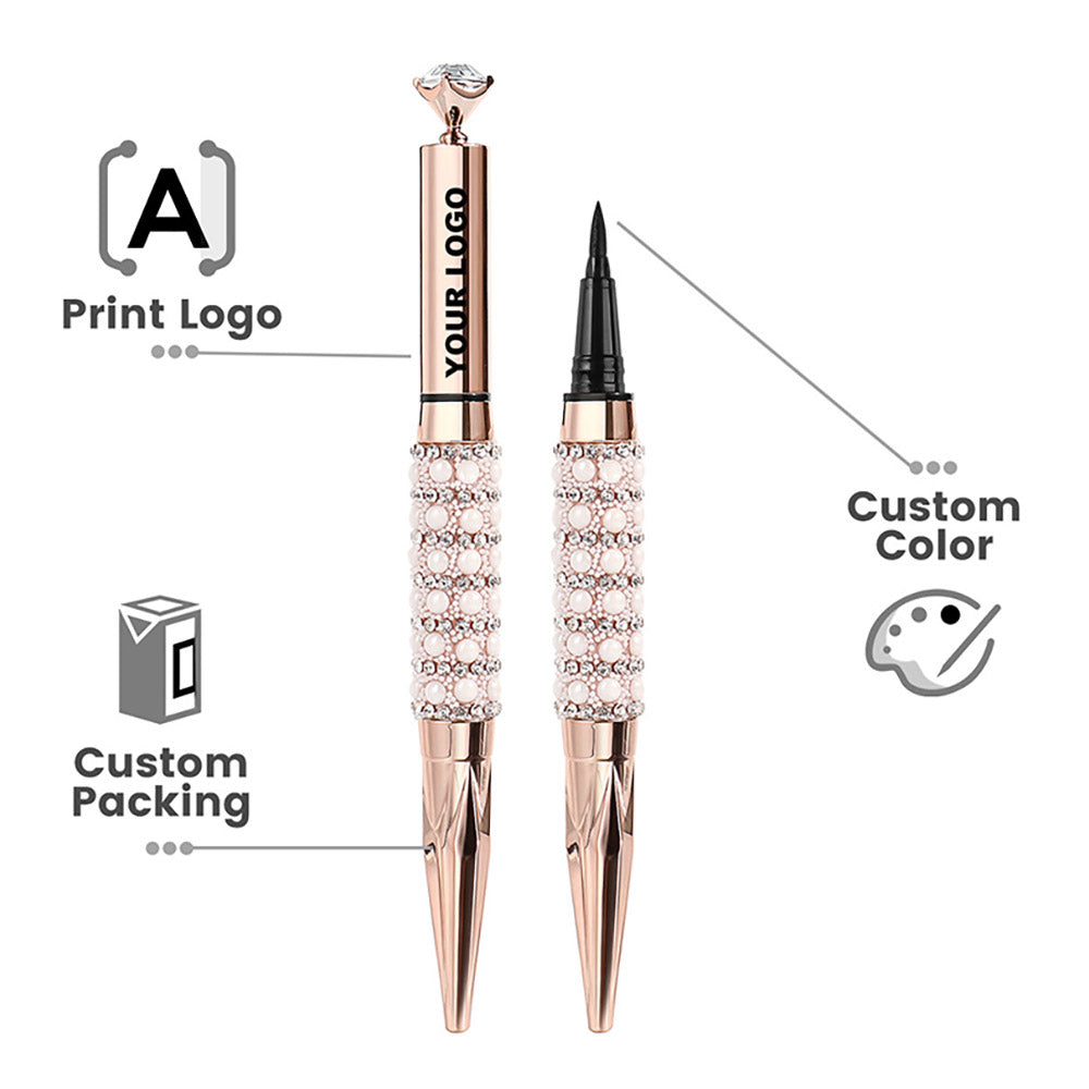 Black Liquid Eyeliner Diamond Eye Line Quick-Dry Waterproof Long Lasting