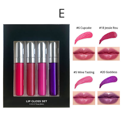 4-Piece Lip Gloss Set Nude High-Shine Moisturizing High Quality Vegan